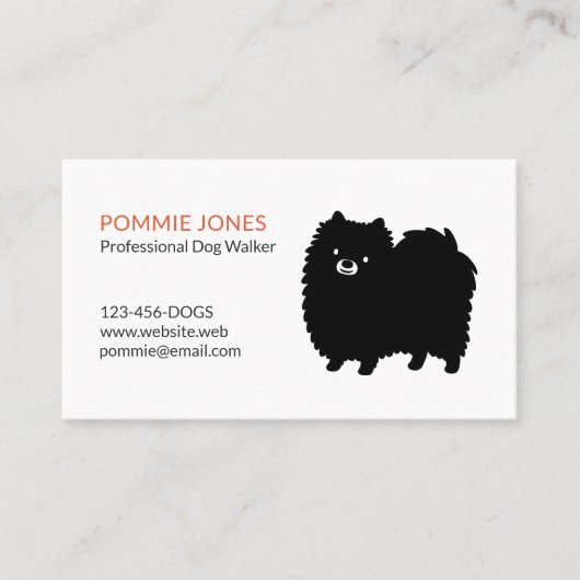 Carte De Visite Cute Fluffy Black Pomeranien Dessin (Devant)