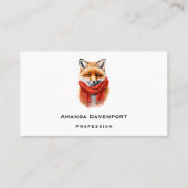 Carte De Visite Cute Fox in a Red Scarf Autumn Image (Devant)