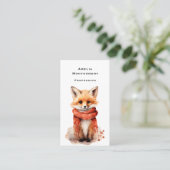 Carte De Visite Cute Fox Pup in a Red Scarf (Debout devant)