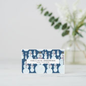 Carte De Visite Cute Frosty Blue Snowman Motif d'aquarelle (Debout devant)