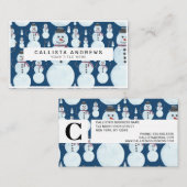 Carte De Visite Cute Frosty Blue Snowman Motif d'aquarelle (Devant / Derrière)