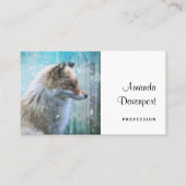 Carte De Visite Cute Furry Fox sur Blue Grunge Arrière - plan (Devant)