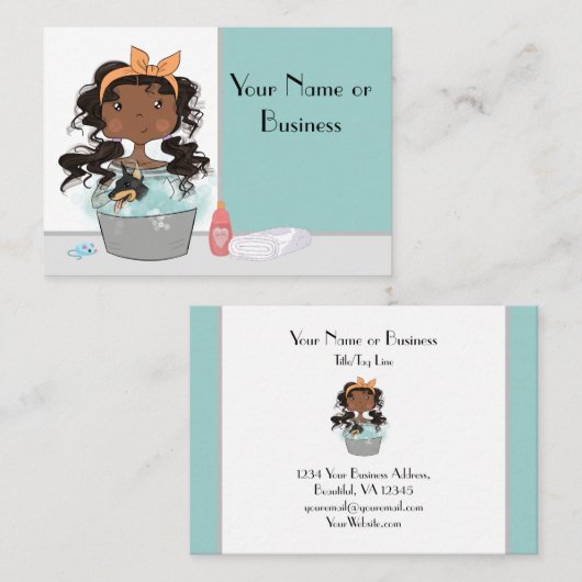 Carte De Visite Cute Girl and Dog Bath Pet Grooming (Devant / Derrière)