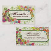 Carte De Visite Cute Girl Retro Floral Art Mode (Devant / Derrière)