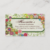 Carte De Visite Cute Girl Retro Floral Art Mode (Dos)