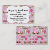 Carte De Visite Cute Girly Rose Sock Monkey Girl Motif Collage (Devant / Derrière)