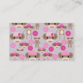 Carte De Visite Cute Girly Rose Sock Monkey Girl Motif Collage (Dos)