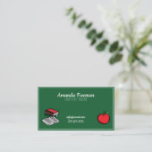 Carte De Visite Cute Green Chalkboard & Apple Substitut Enseignant (Debout devant)