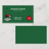 Carte De Visite Cute Green Chalkboard & Apple Substitut Enseignant (Devant / Derrière)