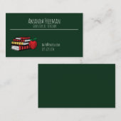 Carte De Visite Cute Green Chalkboard et livres Enseignant substit (Devant / Derrière)