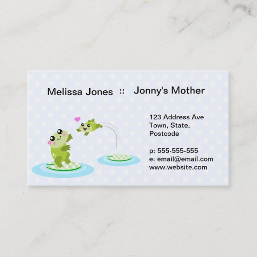 Carte De Visite Cute grenouille - kawaii mère et enfant grenouille (Devant)
