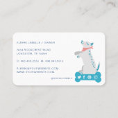 Carte De Visite Cute Happy Chien Floral Botanique Bleu Animaux Ser (Dos)