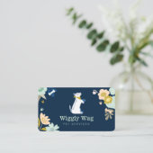 Carte De Visite Cute Happy Dog Floral Botanal Navy Services pour a (Debout devant)