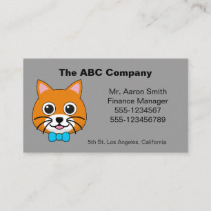 Carte De Visite Cute Happy Ginger Cat avec Papillon Personnalise