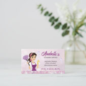 Carte De Visite Cute House Cleaning Service Maid QR Code (Debout devant)