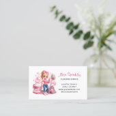 Carte De Visite Cute House Cleaning Service Maid Sparkle (Debout devant)
