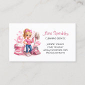 Carte De Visite Cute House Cleaning Service Maid Sparkle (Devant)