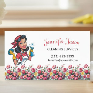 Carte De Visite Cute House Nettoyage Floral Service de ménage