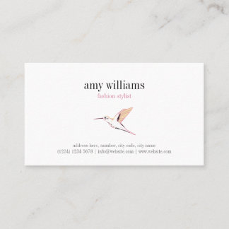 Carte De Visite Cute hummingbird illustration feminine card chic