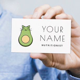 Carte De Visite Cute Kawaii Avocado Chat nutritionniste diététiste