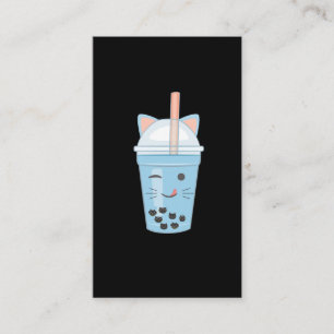 Carte De Visite Cute Kawaii Buble Tea Boba Milk Tea Cat