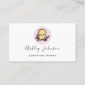 Carte De Visite Cute Kawaii Calmar Octopus Certifié Nanny Fun (Devant)