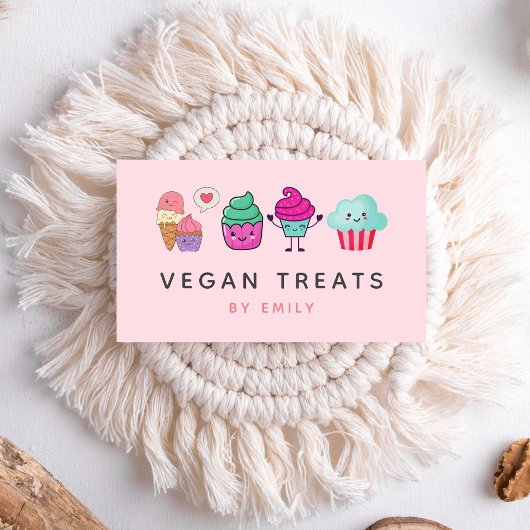 Carte De Visite Cute Kawaii Cupcakes Boulangerie Vegan Traitements