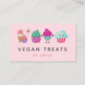 Carte De Visite Cute Kawaii Cupcakes Boulangerie Vegan Traitements (Devant)