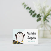 Carte De Visite Cute Kawaii Penguin Babysitter Nanny Garderie Enfa (Debout devant)
