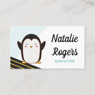 Carte De Visite Cute Kawaii Penguin Babysitter Nanny Garderie Enfa
