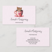 Carte De Visite Cute Kitten dans un Teacup avec les coeurs (Devant / Derrière)