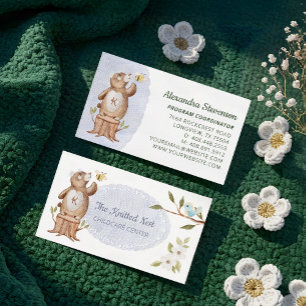 Carte De Visite Cute Knished Woodland Bear Fun Babysitter Garderie