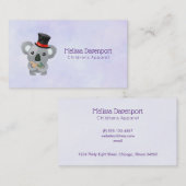 Carte De Visite Cute Koala dans un chapeau noir (Devant / Derrière)