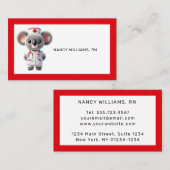 Carte De Visite Cute Koala infirmière de l'ours avec stéthoscope r (Devant / Derrière)