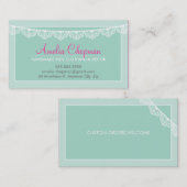 Carte De Visite CUTE LACE BUNTING élégant doux menthe vert (Devant / Derrière)