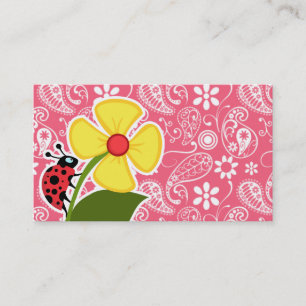 Carte De Visite Cute Ladybug sur Brink Paisley ; Floral