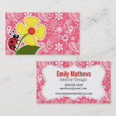 Carte De Visite Cute Ladybug sur Brink Paisley ; Floral (Devant / Derrière)
