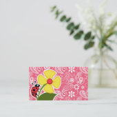 Carte De Visite Cute Ladybug sur Brink Paisley ; Floral (Debout devant)