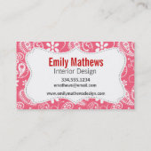 Carte De Visite Cute Ladybug sur Brink Paisley ; Floral (Dos)