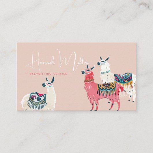 Carte De Visite Cute lamas moderne | Code QR photo (Devant)