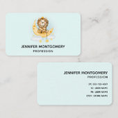 Carte De Visite Cute Lion Pêche sur l'aquarelle de la lune (Devant / Derrière)