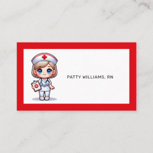 Carte De Visite Cute Manga Nurse avec cheveux blond bleu yeux Pers