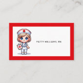 Carte De Visite Cute Manga Nurse avec cheveux blonds Code QR (Devant)