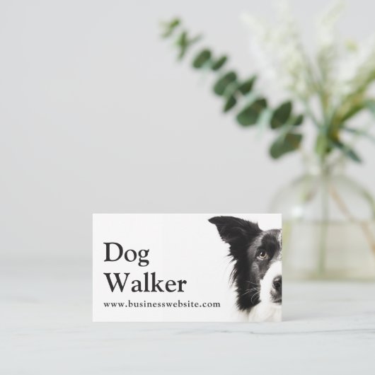 Carte De Visite Cute Modern Silhouette Dog Walking Dog Sitting  (Debout devant)