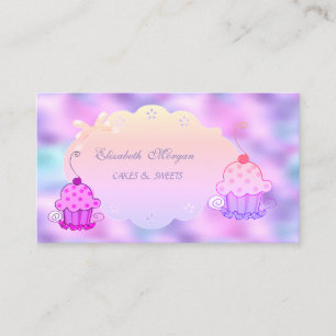 Carte De Visite Cute Moderne, Holographique Boulangerie De Cupcake