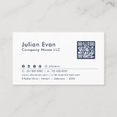 Carte De Visite Cute Navy bleu Maison Blanche Logo Senior Caregide (Dos)