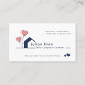 Carte De Visite Cute Navy bleu Maison Blanche Logo Senior Caregide (Devant)