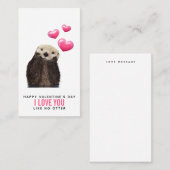 Carte De Visite Cute Otter with Hearts Valentine (Devant / Derrière)
