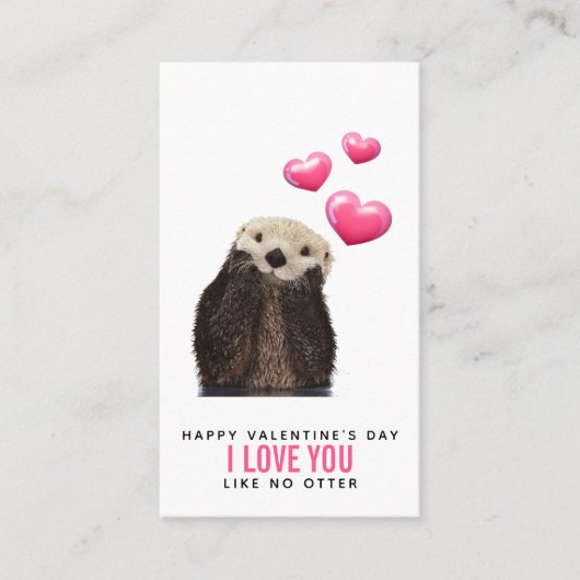 Carte De Visite Cute Otter with Hearts Valentine (Devant)