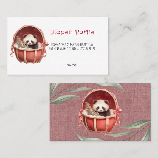 Carte De Visite Cute Panda Ours Rouge Panier Raffin (Devant / Derrière)